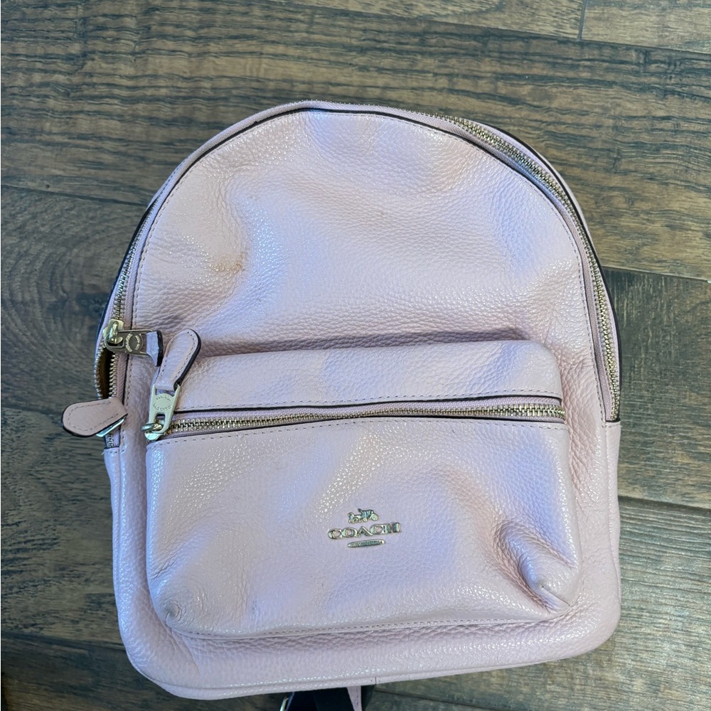 Coach Pink Leather Backpack - Picture 2 of 7